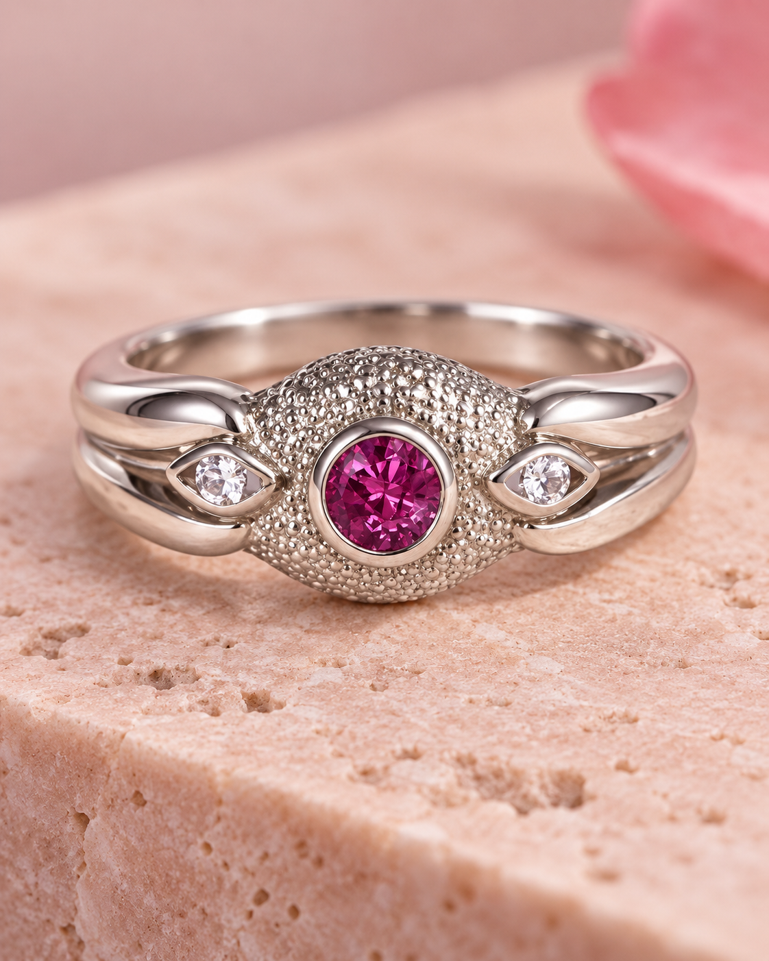 Bague avec pierre grenat.