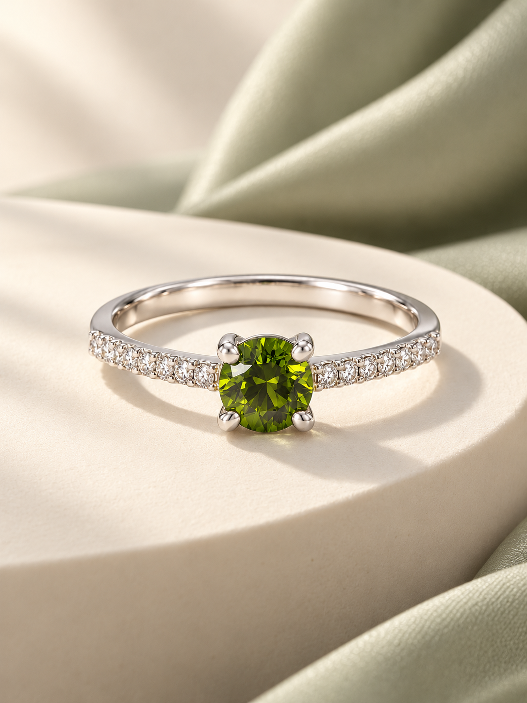 Bague de fiançailles avec Apatite verte