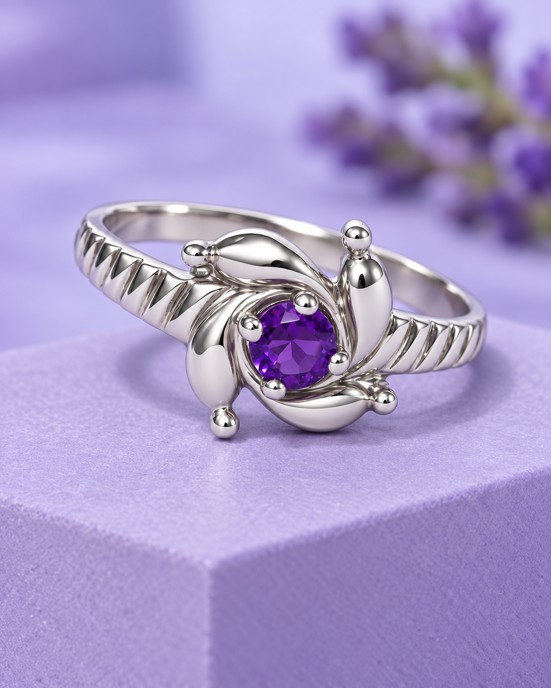 Bague avec pierre améthyste